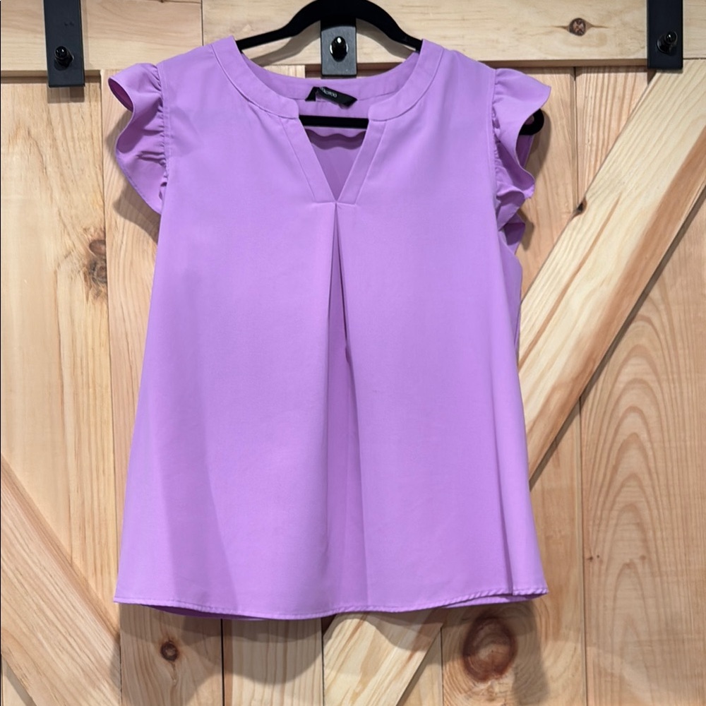 Women's Purple Ruffle Sleeve Top